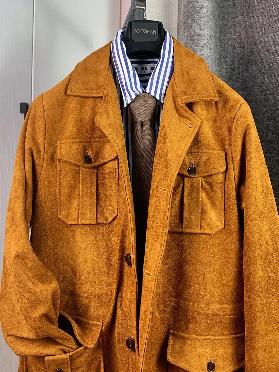 Autumn And Winter Safari Jacket Men's Retro Self-cultivation Safari Multi-pocket Suede Tooling Safari Jacket American Casual
Autumn And Winter Safari Jacket Men's Retro Self-cultivation Safari Multi-pocket Suede Tooling Safari Jacket American Casual