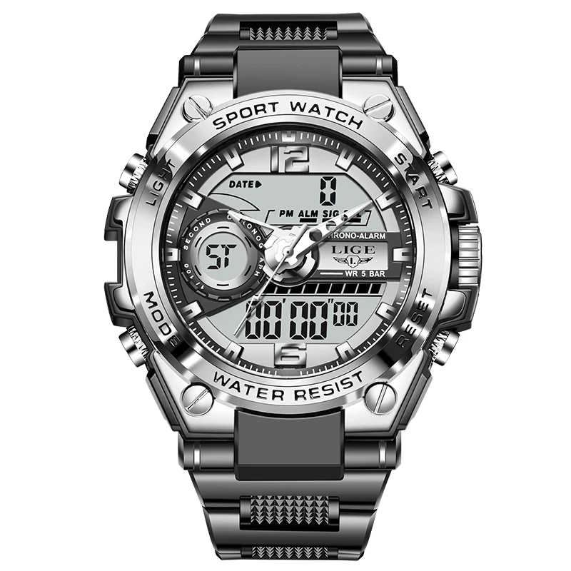 LIGE Brand Men Sports Watches Fashion Chronos Countdown Men's Waterproof LED Digital Watch Man Military Clock Relogio Masculino
LIGE Brand Men Sports Watches Fashion Chronos Countdown Men's Waterproof LED Digital Watch Man Military Clock Relogio Masculino