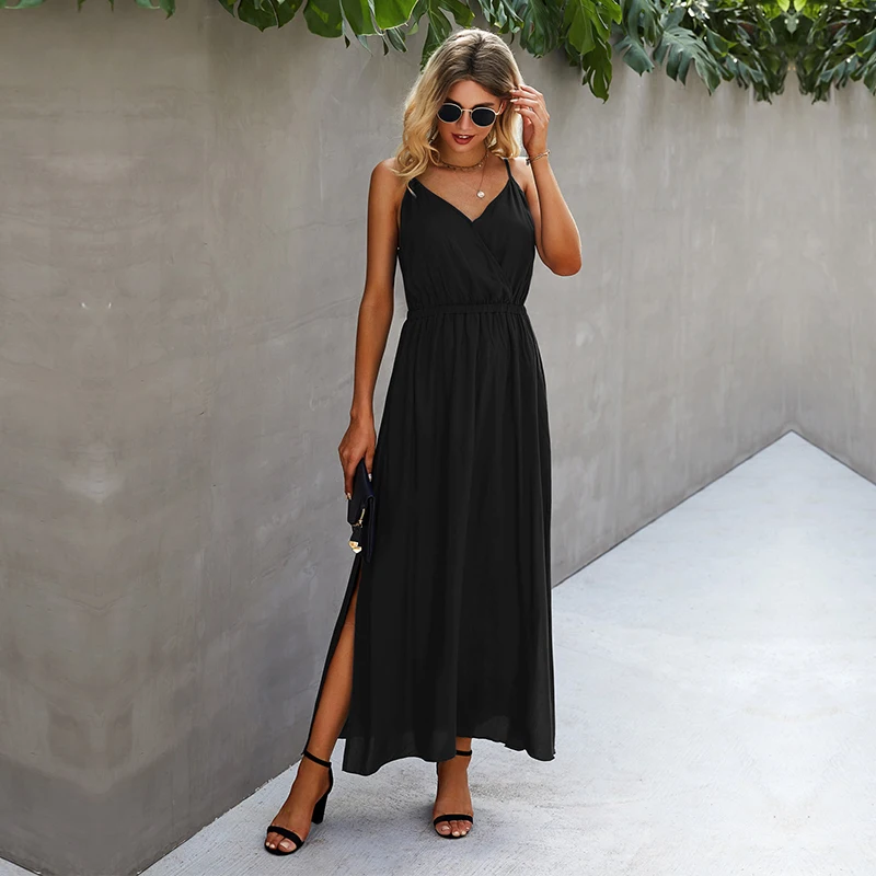 2021 Summer Spring New Elegant Ladies Spaghetti Strap Long Dress Women V Neck Sleeveless High Wasit Bandage Maxi Dresses
2021 Summer Spring New Elegant Ladies Spaghetti Strap Long Dress Women V Neck Sleeveless High Wasit Bandage Maxi Dresses
