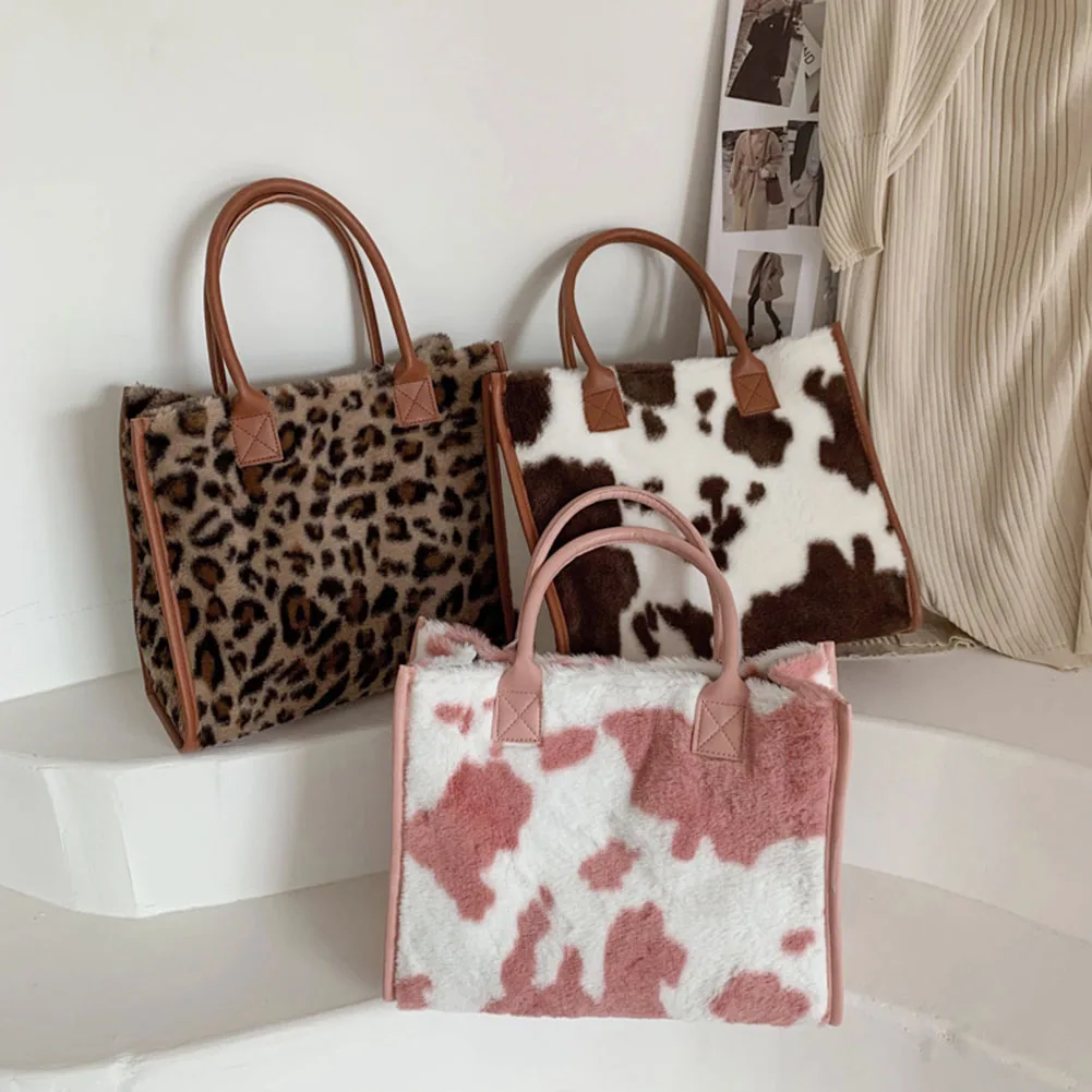 Retro Women Leather Plush Animal Cow Leopard Pattern Print Designer Handbag Fashion Winter Soft Large Capacity Shopper Tote Bags
Retro Women Leather Plush Animal Cow Leopard Pattern Print Designer Handbag Fashion Winter Soft Large Capacity Shopper Tote Bags