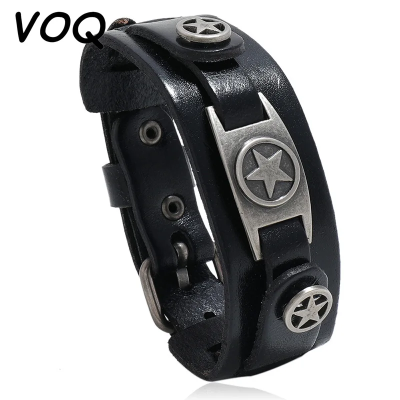VOQ Simple Retro Five-pointed Star Leather Bracelet Punk Style Multi-layer Men Bracelets European and American New Jewelry
VOQ Simple Retro Five-pointed Star Leather Bracelet Punk Style Multi-layer Men Bracelets European and American New Jewelry