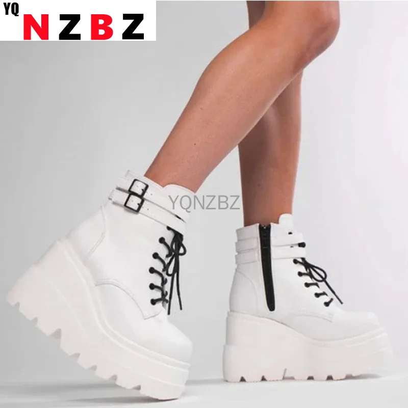 Winter Fashion High Platform Boots Leather High Wedges Ankle Boots Women 2021 New Female Punk Style High Heels Shoes for Woman
Winter Fashion High Platform Boots Leather High Wedges Ankle Boots Women 2021 New Female Punk Style High Heels Shoes for Woman