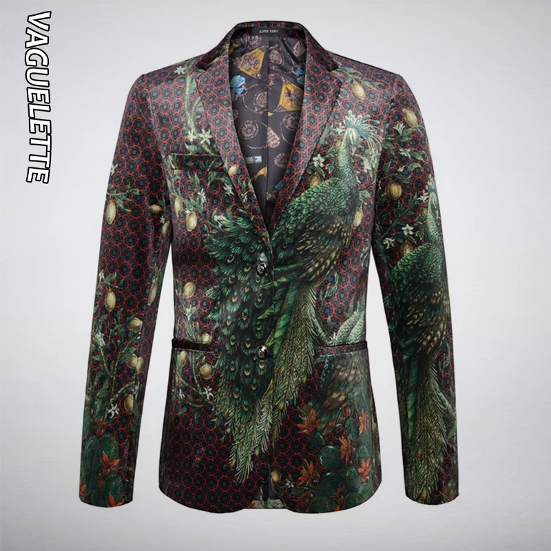 VAGUELETTE Elegant Peacock Print Blazer Men Luxury Men's Fashion Blazer Slim Fit Wedding Party Stage Clothes Singers Coat Men
VAGUELETTE Elegant Peacock Print Blazer Men Luxury Men's Fashion Blazer Slim Fit Wedding Party Stage Clothes Singers Coat Men