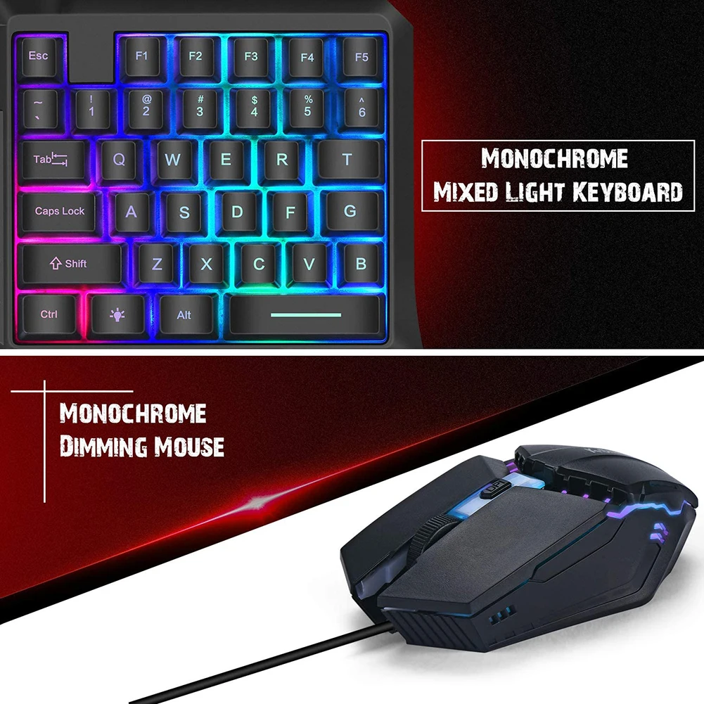 Телефоны Gaming Keyboard И Мышь одной рукой комбо с помощью руки 3-в-1 игровая клавиатура