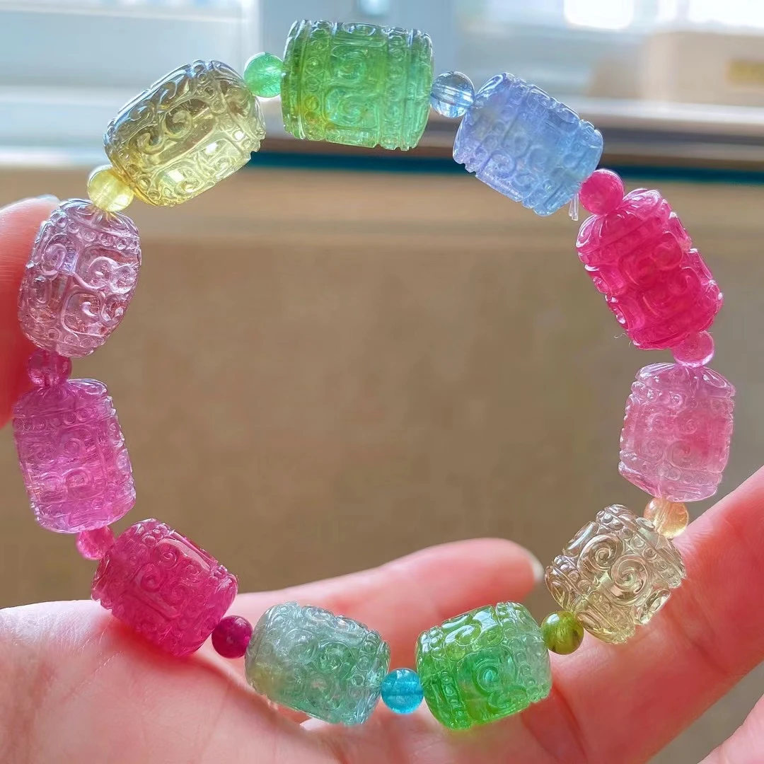 Genuine Natural Colorful Blue Red Tourmaline Quartz Bracelet 15/11mm Carved Clear Barrel Beads Brazil Women Men Crystal AAAAAAA
Genuine Natural Colorful Blue Red Tourmaline Quartz Bracelet 15/11mm Carved Clear Barrel Beads Brazil Women Men Crystal AAAAAAA