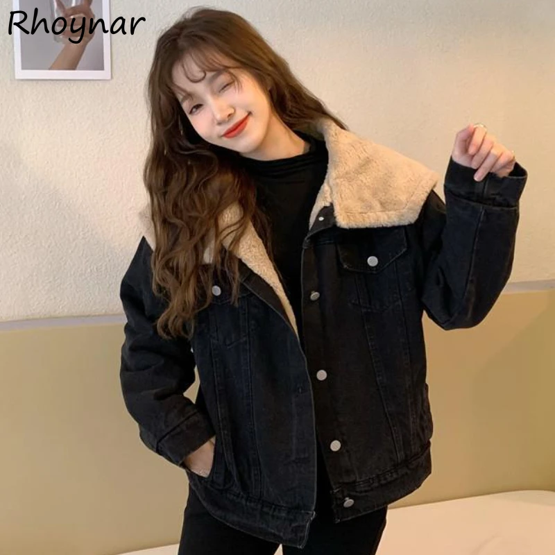 Jackets Women Winter Denim Plus Velvet Warm Fashion Retro Long Sleeve Turn Down Collar Korean Style All-match Street Female Cozy
Jackets Women Winter Denim Plus Velvet Warm Fashion Retro Long Sleeve Turn Down Collar Korean Style All-match Street Female Cozy