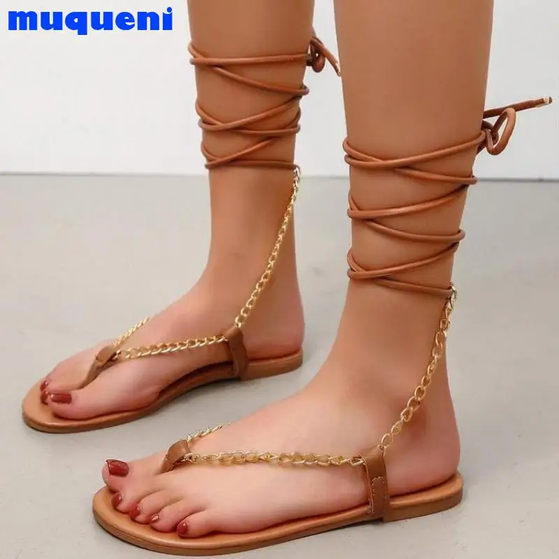 Summer Sexy Trend Women Sandals Metal Chain Narrow Band Cross Tied Flat Heel Fashion Ladies Shoes Female Casual Wedding Rome
Summer Sexy Trend Women Sandals Metal Chain Narrow Band Cross Tied Flat Heel Fashion Ladies Shoes Female Casual Wedding Rome