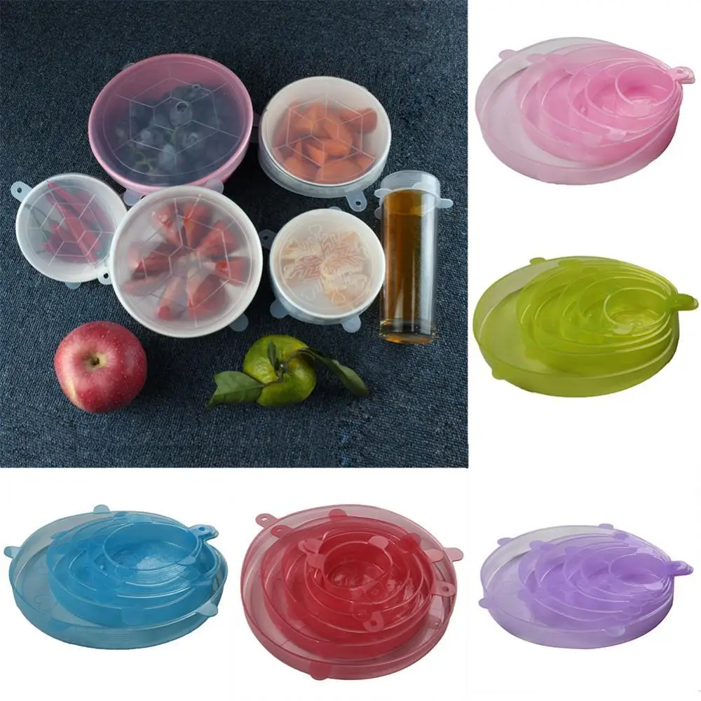 6Pcs Reusable Silicone Wrap Bowl Seal Cover Stretch Lid Keep Food Fresh Silicone Storage Covers For Mugs Pots Cups Bowls Case
6Pcs Reusable Silicone Wrap Bowl Seal Cover Stretch Lid Keep Food Fresh Silicone Storage Covers For Mugs Pots Cups Bowls Case