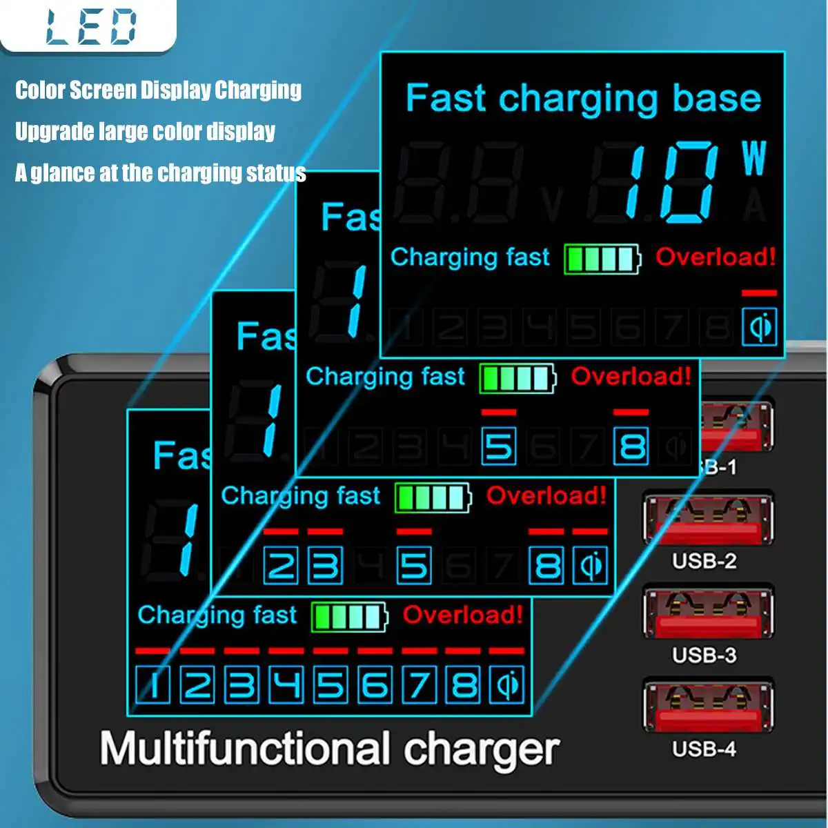 100W PD QC 3.0 Quick Charger 8Ports Smart USB Digital Display Charging Dock Station Wireless Fast Charger for iPhone for Samsung
100W PD QC 3.0 Quick Charger 8Ports Smart USB Digital Display Charging Dock Station Wireless Fast Charger for iPhone for Samsung