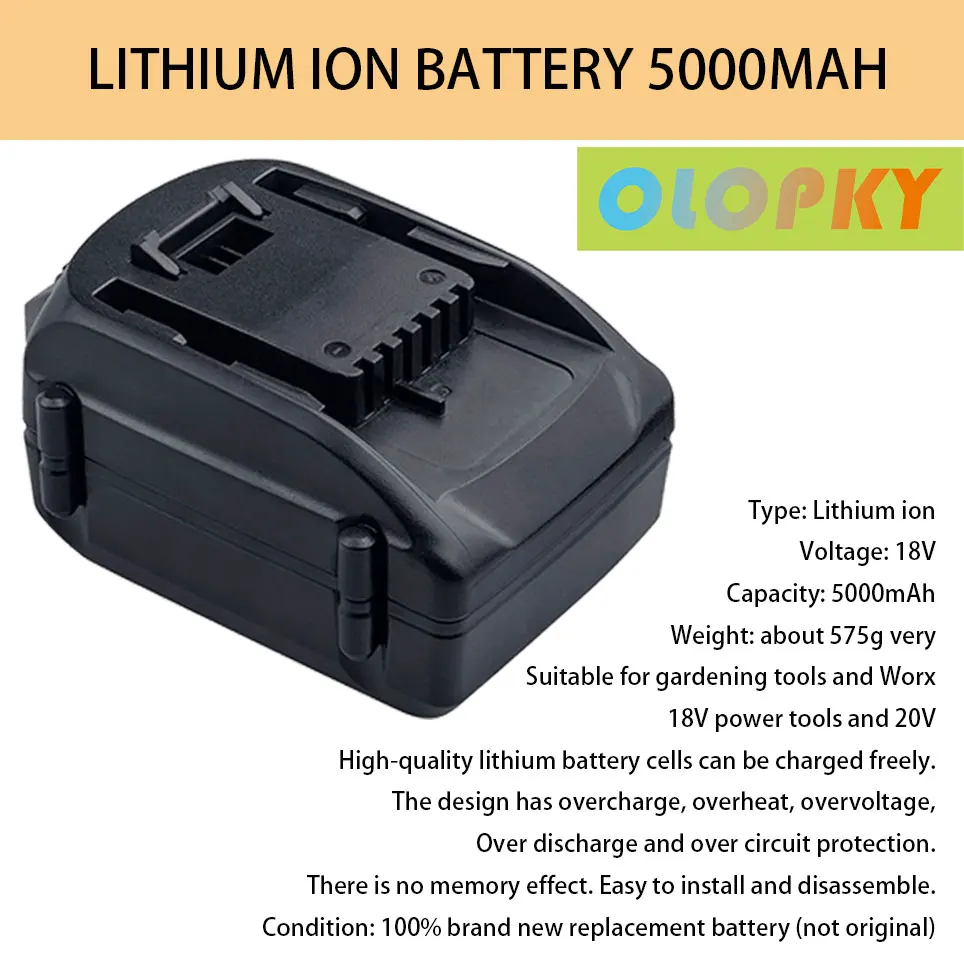 Литиевая аккумуляторная батарея WX163 WG151 WG255 WG890 WX368 WA3512 18 в 5000 мАч
Литиевая аккумуляторная батарея WX163 WG151 WG255 WG890 WX368 WA3512 18 в 5000 мАч