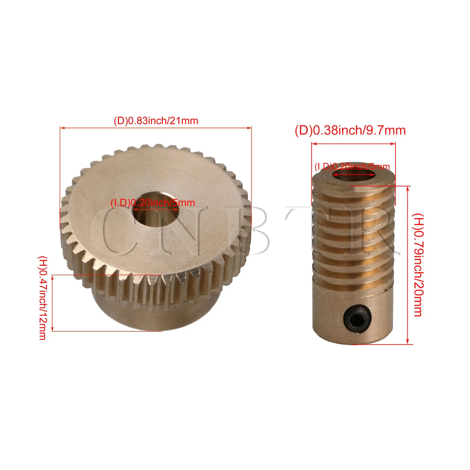 CNBTR 4 Pieces Yellow 0.5 Modulus Brass Worm Gear Shaft & 40 Teeth Worm Wheel
CNBTR 4 Pieces Yellow 0.5 Modulus Brass Worm Gear Shaft & 40 Teeth Worm Wheel