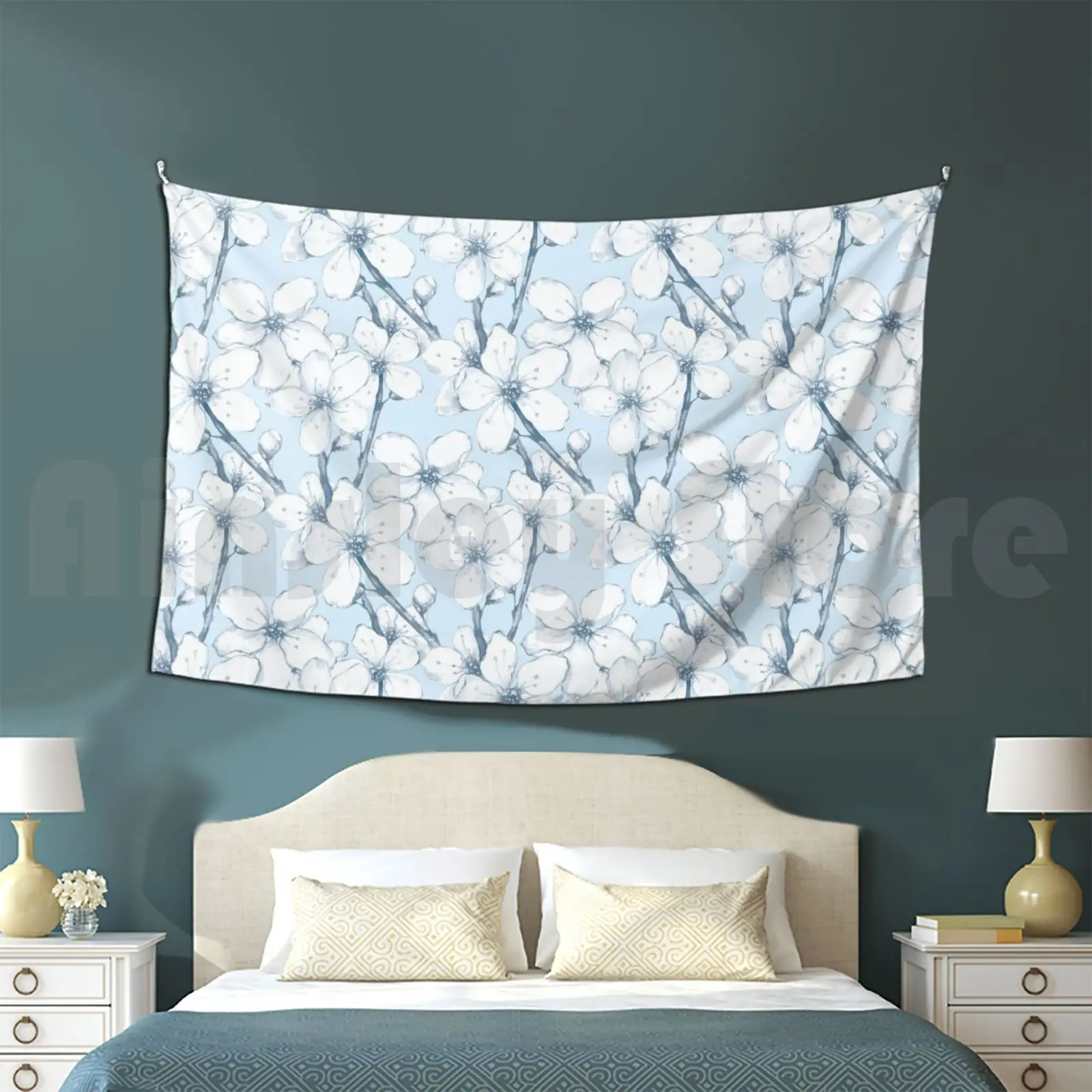 Japanese Garden. Blue Tapestry Living Room Bedroom Blooming Floral Flowers Spring Petal Leaf Blossom Asia Season Cherry
Japanese Garden. Blue Tapestry Living Room Bedroom Blooming Floral Flowers Spring Petal Leaf Blossom Asia Season Cherry
