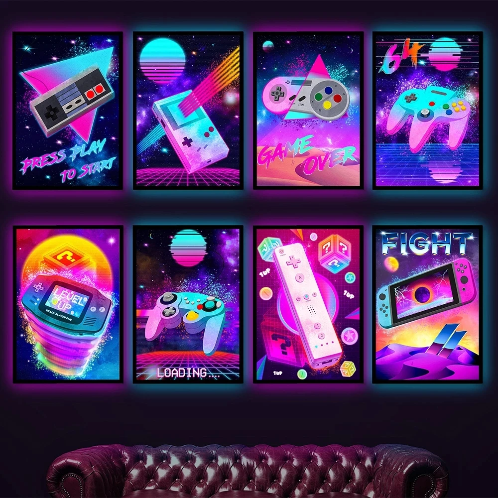 Game Handles Canvas Painting Wall Art Neon Gamepad Poster And Prints For Boys Game Room Cartoon Colorful Picture Home Decor
Game Handles Canvas Painting Wall Art Neon Gamepad Poster And Prints For Boys Game Room Cartoon Colorful Picture Home Decor