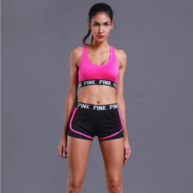 Letter racer back sports bra two-piece suit yoga fitness female fake two-piece vest shorts suit quick-drying and breathable
Letter racer back sports bra two-piece suit yoga fitness female fake two-piece vest shorts suit quick-drying and breathable