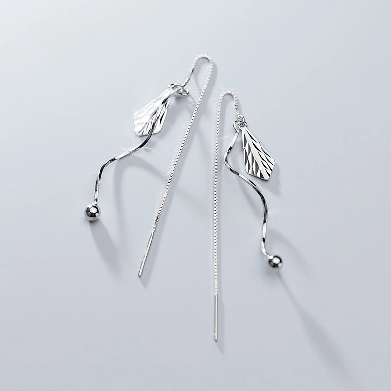 925 Solid Sterling Silver Jewelry Leaf Wave Tassels Bead Fashion Dangle Earrings For Women Girls Lady 925 Jewelry Gift
925 Solid Sterling Silver Jewelry Leaf Wave Tassels Bead Fashion Dangle Earrings For Women Girls Lady 925 Jewelry Gift