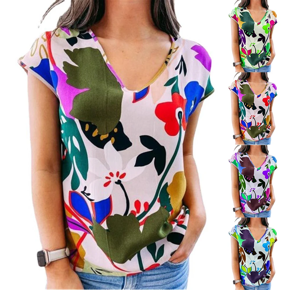 Creative Printing New 2021 Summer Casual Slim Thin V-Neck Short Sleeve Fashion High Quality Vintage Print Women Summer Tops
Creative Printing New 2021 Summer Casual Slim Thin V-Neck Short Sleeve Fashion High Quality Vintage Print Women Summer Tops