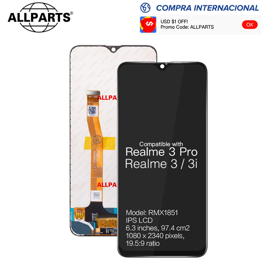 

Оригинал Дисплей для Realme 3 Pro LCD Realme 3 3i экран в сборе с тачскрином RMX1851 RMX1825 RMX1821 RMX1827