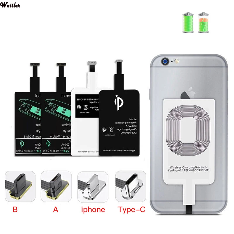 Qi Беспроводное зарядное устройство приемник Поддержка Micro USB Type C быстрый
