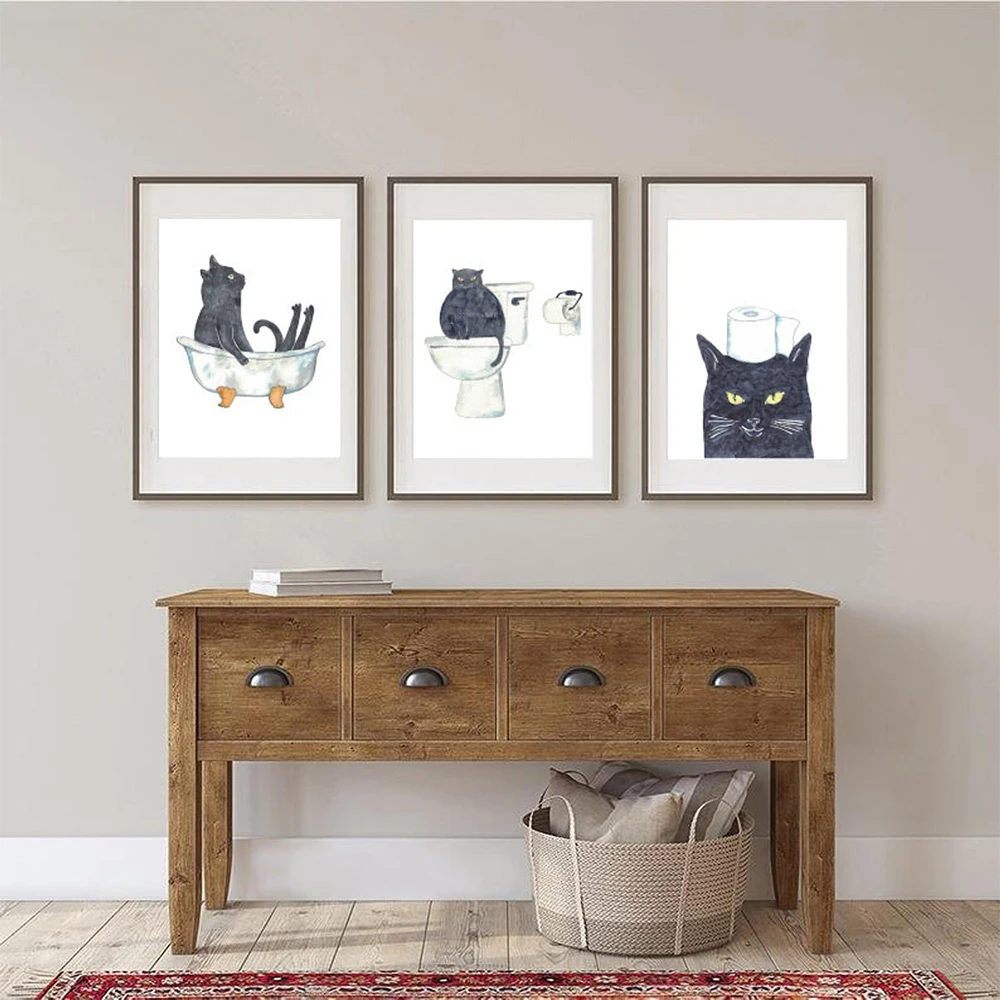 Funny Black Cat Toilet Painting Wall Posters Watercolor Art Decor Prints Pet Drawing Gig Pictures for Bathroom Bathtub Washroom
Funny Black Cat Toilet Painting Wall Posters Watercolor Art Decor Prints Pet Drawing Gig Pictures for Bathroom Bathtub Washroom