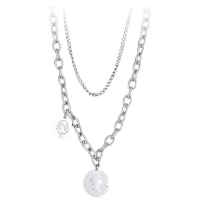 Hip-Hop Chunky Multilayer Necklaces Unisex Trendy Vintage Portrait Coin Sweater Chain New Design Titanium Steel Simple Jewelry
Hip-Hop Chunky Multilayer Necklaces Unisex Trendy Vintage Portrait Coin Sweater Chain New Design Titanium Steel Simple Jewelry