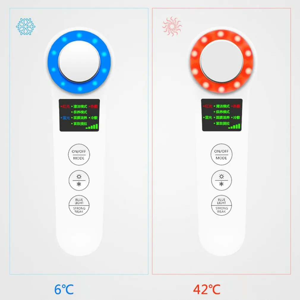 LED Hot Cold Face Skin Care Device Massager Ultrasonic Cryotherapy Facial Vibration Red Blue Light Ion Beauty Instrument
LED Hot Cold Face Skin Care Device Massager Ultrasonic Cryotherapy Facial Vibration Red Blue Light Ion Beauty Instrument