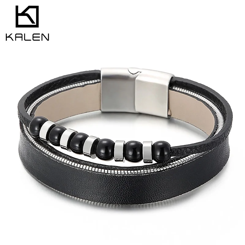 16mm Leather Wristband Cuff Bracelet Punk Stainless Steel Rock Band Bracelets Jewelry Accessories
16mm Leather Wristband Cuff Bracelet Punk Stainless Steel Rock Band Bracelets Jewelry Accessories