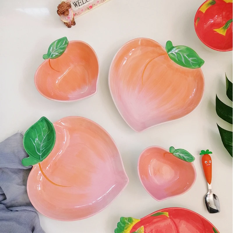 Cartoon cute peach dragon fruit shape ceramic dish girl tableware multifunctional jiaozi dish with sauce dish
Cartoon cute peach dragon fruit shape ceramic dish girl tableware multifunctional jiaozi dish with sauce dish