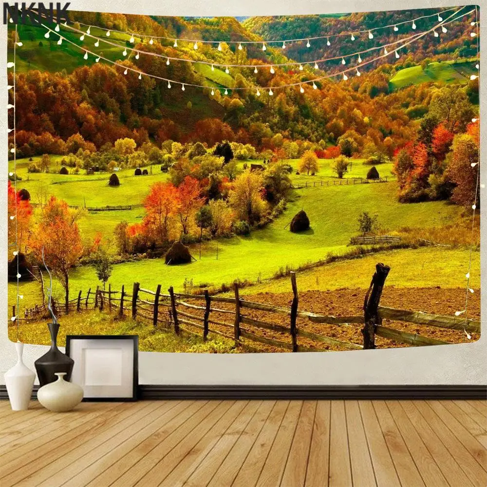 

NKNK Autumn Tapiz Forest Wall Tapestry Mountains Tapestries Landscape Tenture Mandala Wall Hanging Mandala Pattern Funny Fashion