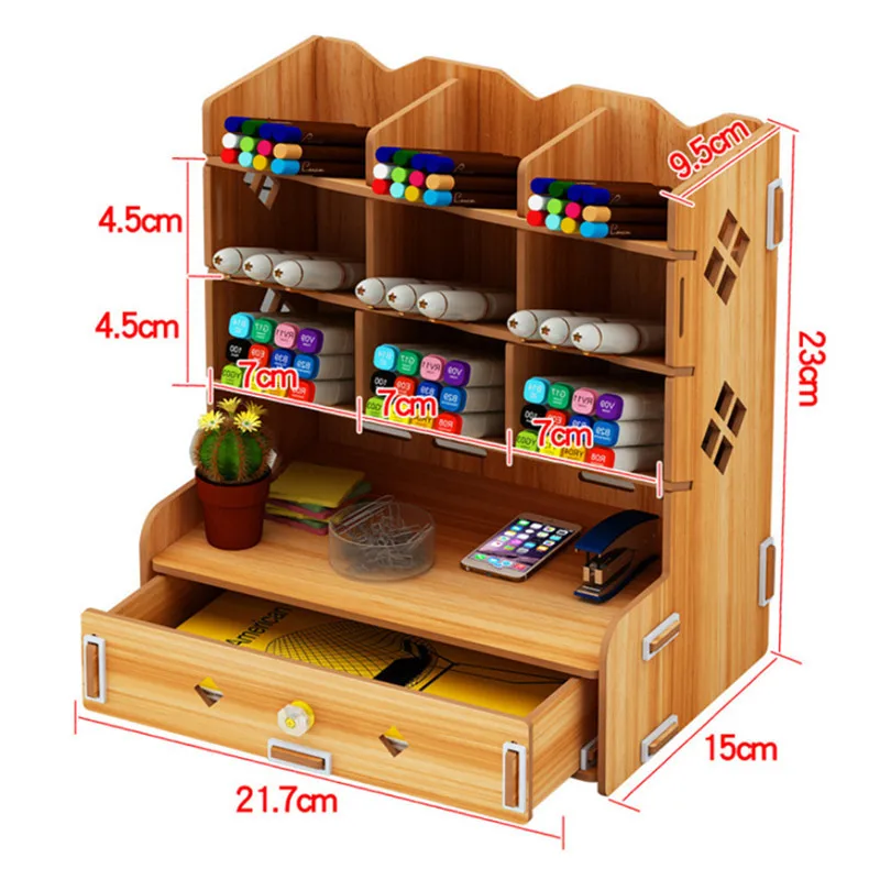 Wooden Desk Organizer Multi-Functional DIY Pen Pencil Holder Box Desktop Stationary Home Office Supply Storage Rack with Drawer
Wooden Desk Organizer Multi-Functional DIY Pen Pencil Holder Box Desktop Stationary Home Office Supply Storage Rack with Drawer