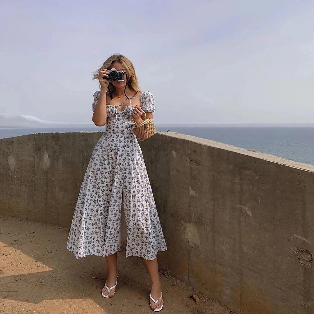 Summer Dress Women Short Puff Sleeve Flroal Printed Ruched Party High Split Long Maxi Dresses Drawstring Sexy Vestidos Sundress
Summer Dress Women Short Puff Sleeve Flroal Printed Ruched Party High Split Long Maxi Dresses Drawstring Sexy Vestidos Sundress
