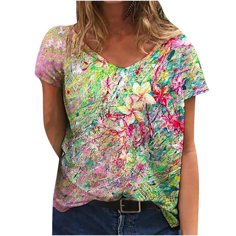 Cofekate Woman Tshirts 2021 Women's Vintage Floral Short Sleeve T-Shirt Tops V Neck Loose Casual Women Tees Plus Size
Cofekate Woman Tshirts 2021 Women's Vintage Floral Short Sleeve T-Shirt Tops V Neck Loose Casual Women Tees Plus Size