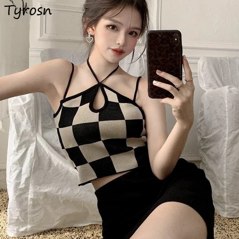 Checkered Camisole Women Knitted Retro Hot Club Halter Neck Design Skinny Hollow Out Slim Sweet Cropped Tops Bandage Hip Ulzzang
Checkered Camisole Women Knitted Retro Hot Club Halter Neck Design Skinny Hollow Out Slim Sweet Cropped Tops Bandage Hip Ulzzang