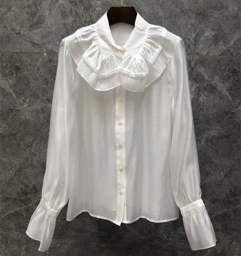2022 Spring Summer Hot Sale Blouses High Quality Women Big Turn-down Collar Long Sleeve Solid White Black Basic Shirts Blouse
2022 Spring Summer Hot Sale Blouses High Quality Women Big Turn-down Collar Long Sleeve Solid White Black Basic Shirts Blouse
