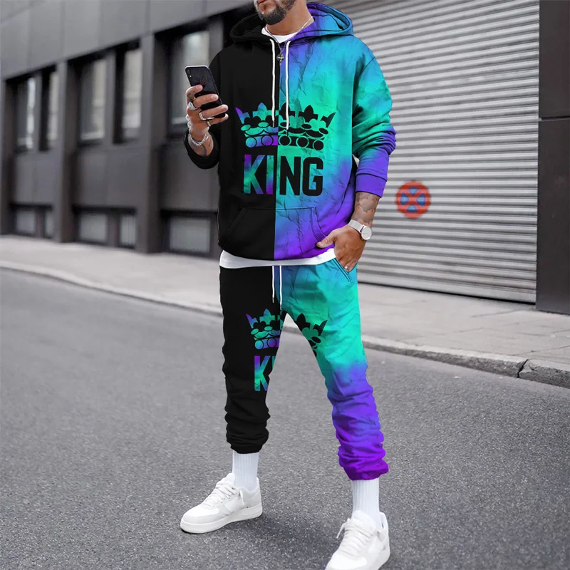 New Men's Hoodies Suit Autumn/winter Sweater + Trousers Double Color Matching King Crown Print Casual Sweatshirt Suit
New Men's Hoodies Suit Autumn/winter Sweater + Trousers Double Color Matching King Crown Print Casual Sweatshirt Suit