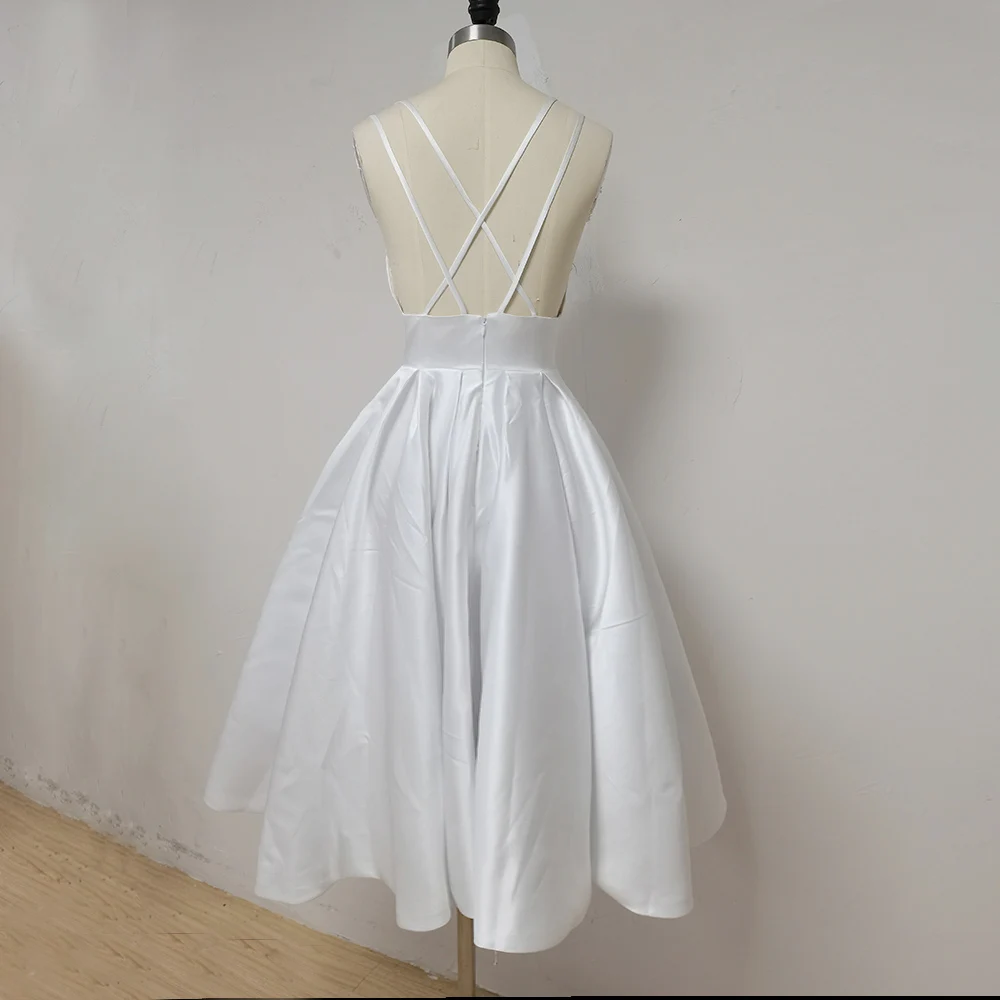 Sexy Short Wedding Dress Thin Straps Criss Cross Simple V Neck Satin Bridal Dresses A Line Vestidos De Noiva Bride Gown
Sexy Short Wedding Dress Thin Straps Criss Cross Simple V Neck Satin Bridal Dresses A Line Vestidos De Noiva Bride Gown