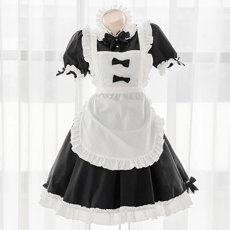 Spring Summer Maid Outfit Women Cute Sweet Big Skirt Dress Japanese Soft Sister Lace Trim Bowknot Knee Length Dress Cosplay Girl
Spring Summer Maid Outfit Women Cute Sweet Big Skirt Dress Japanese Soft Sister Lace Trim Bowknot Knee Length Dress Cosplay Girl
