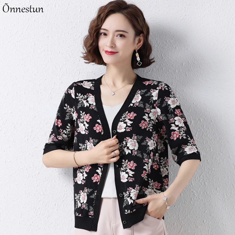 Printing Cardigan Sweater Women Spring Summer Short Sleeve Sweater For Women Outerwear Thin V Neck Cardigans
Printing Cardigan Sweater Women Spring Summer Short Sleeve Sweater For Women Outerwear Thin V Neck Cardigans