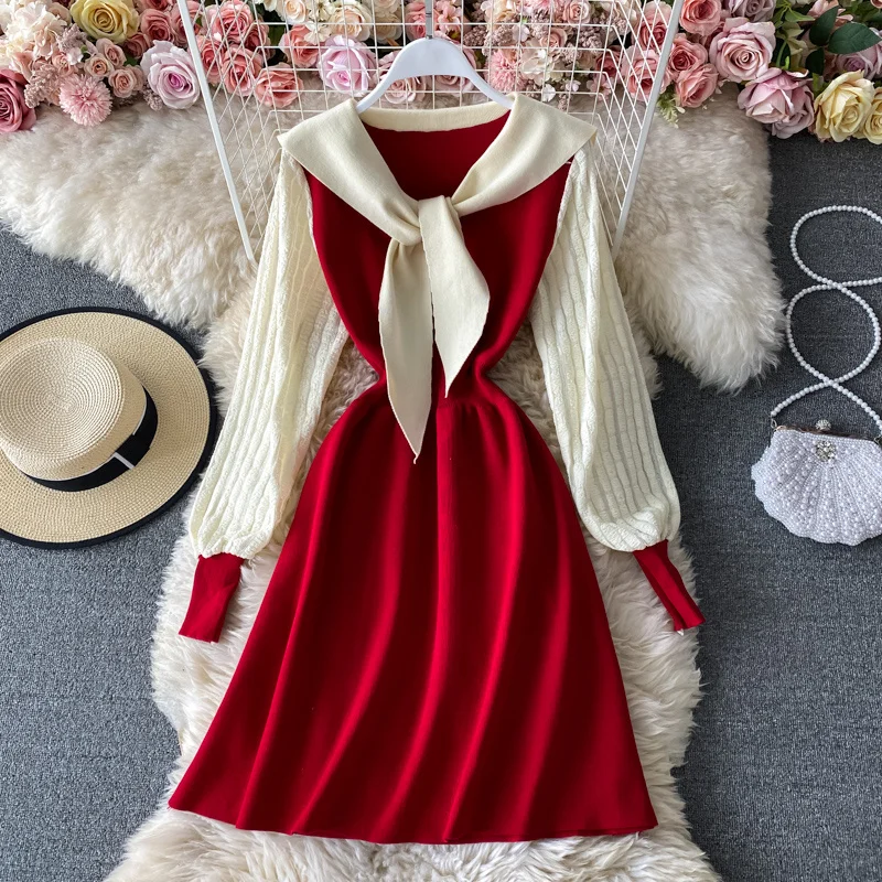 Sweater Dress Women Spring Fall New Korean Knitted Mini Dresses Patchwork Sweet All-match Slim Waist Vestidos Elegante Robe
Sweater Dress Women Spring Fall New Korean Knitted Mini Dresses Patchwork Sweet All-match Slim Waist Vestidos Elegante Robe