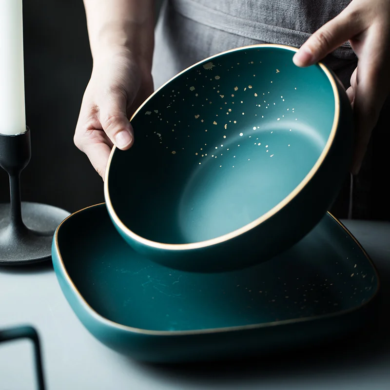 GIZILI High Fashion Retro Green Dinner Plates Set Nordic Ceramic Tableware Dinnerware Set Bowl Plate Soup Bowl Set Modern Style
GIZILI High Fashion Retro Green Dinner Plates Set Nordic Ceramic Tableware Dinnerware Set Bowl Plate Soup Bowl Set Modern Style