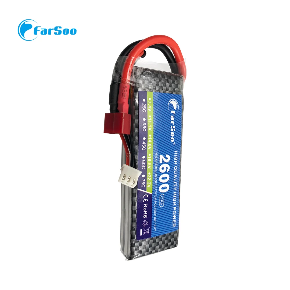 High discharge LiPo 7.4v RC Airlane LiPo Battery 2s 7.4v 2600mAh 30C for RC car RC board quadrotor 2S Li-Po Batteria High discha 
High discharge LiPo 7.4v RC Airlane LiPo Battery 2s 7.4v 2600mAh 30C for RC car RC board quadrotor 2S Li-Po Batteria High discha