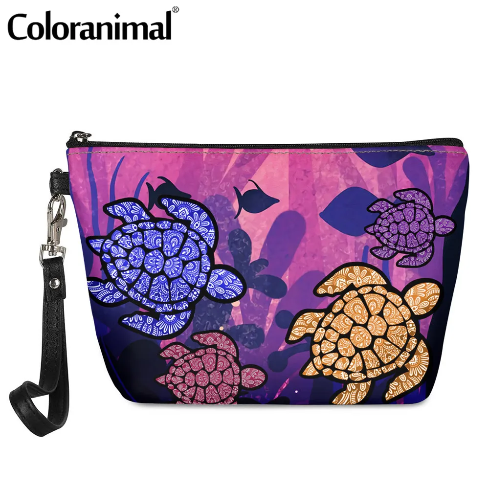 

Coloranimal Pretty Hawaii Turtle Pattern Women Make up Case Brand Design Mini Tote Toiletry Pouch Ladies Cosmetic Bag for Lady