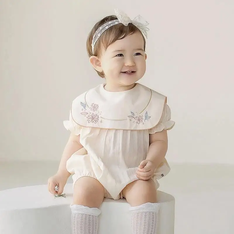 

Baby Girls Korean Clothes Infant Long Sleeve Emboridery Rompers Children Twins Outfits Infant Bodysuit Toddler Spring Clothing