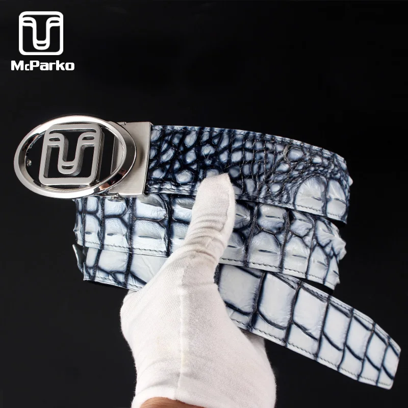 Ремень мужской из натуральной кожи под крокодиловую кожу, McParko 
Ремень мужской из натуральной кожи под крокодиловую кожу, McParko