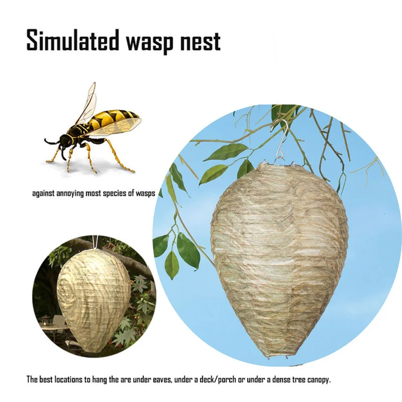 Hanging Wasp Bee Trap Simulated Wasp Nest Fly Insect Pest Control Deterrent Repellent Bees Catcher Garden Trapping Elements 
Hanging Wasp Bee Trap Simulated Wasp Nest Fly Insect Pest Control Deterrent Repellent Bees Catcher Garden Trapping Elements