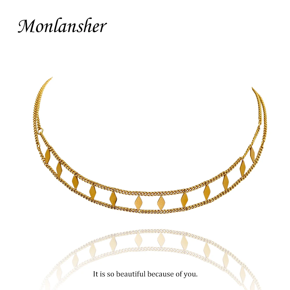 Monlansher Pop Rhombus Sequins Wide Choker Gold Color Titanium Steel Chain Short Necklace Trendy Chokers Jewelry for Women Gift
Monlansher Pop Rhombus Sequins Wide Choker Gold Color Titanium Steel Chain Short Necklace Trendy Chokers Jewelry for Women Gift