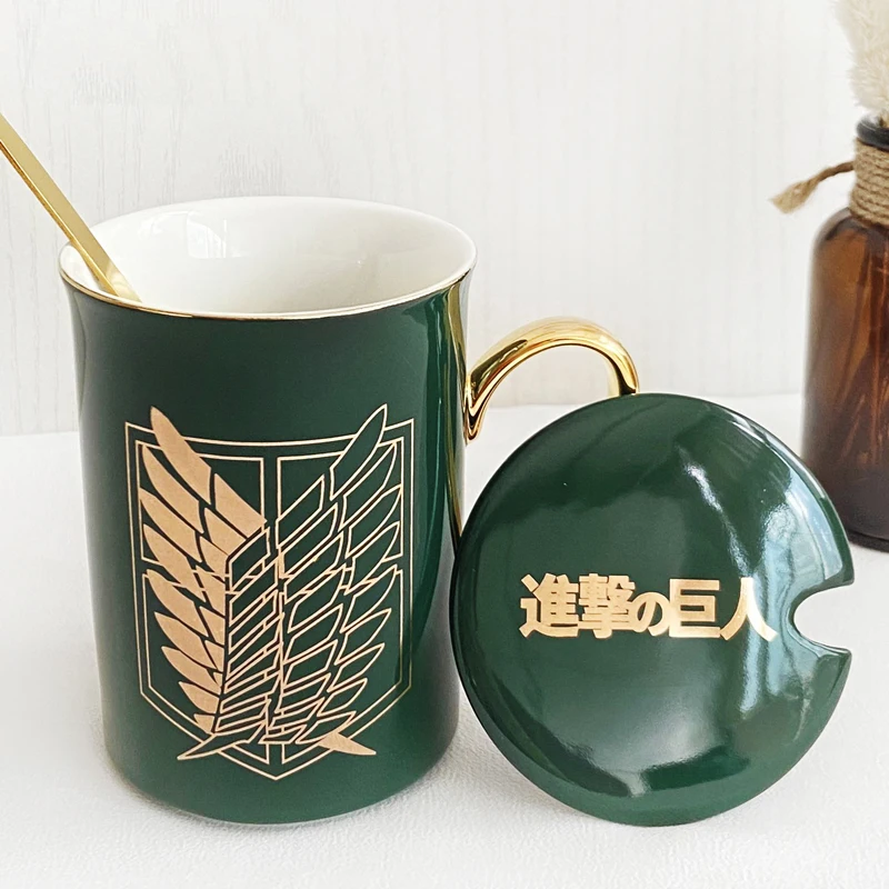 Anime Attack on Titan Fashion Gold Stamping Coffee Water Mug Cup Ceramic Cup Unisex Spoon + Cup + Lid Cosplay Xmas Fans Gift
Anime Attack on Titan Fashion Gold Stamping Coffee Water Mug Cup Ceramic Cup Unisex Spoon + Cup + Lid Cosplay Xmas Fans Gift