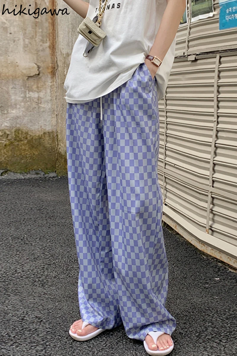 Hikigawa Streetwear Women 2021 Summer New Fashion Wide Leg Pants Harajuku BF Casual Plaid Trousers High Waist Straight Pantalon
Hikigawa Streetwear Women 2021 Summer New Fashion Wide Leg Pants Harajuku BF Casual Plaid Trousers High Waist Straight Pantalon