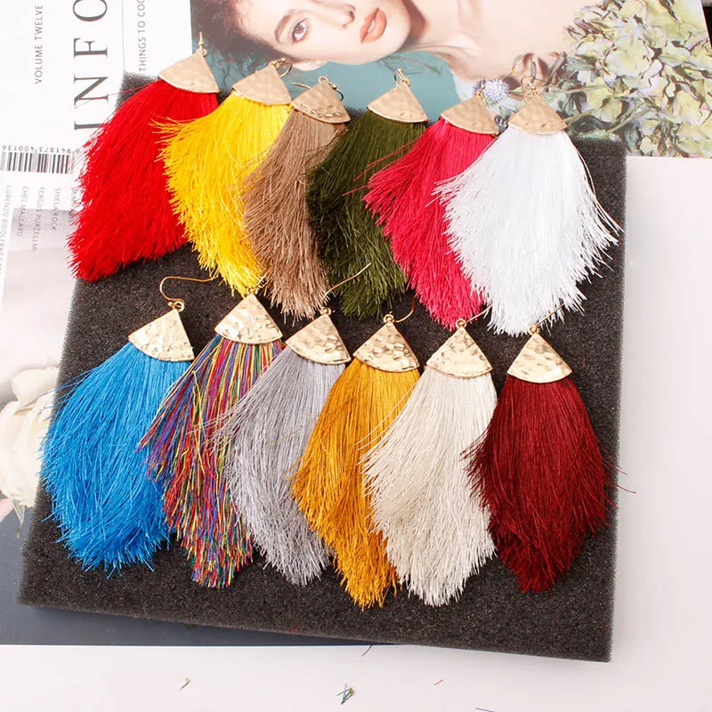 BTWGL Fashion Europe And The United States Big Colorful Neon Tassel Earrings Net Red Pendant Women'S Jewelry Wholesale | Украшения и