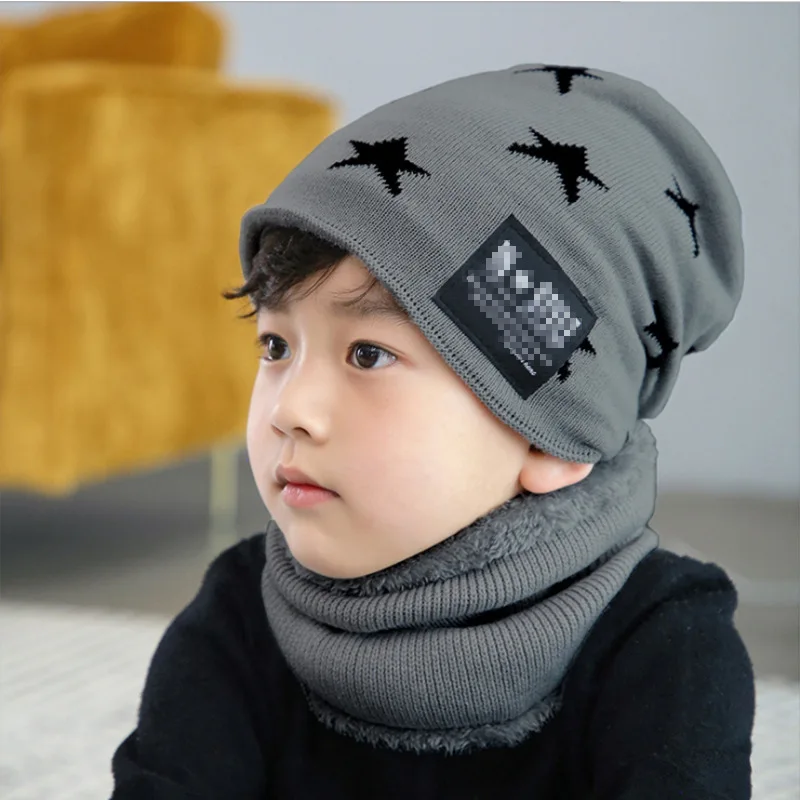 hats for child New male set cap five-pointed star woolen Autumn winter warm knit parent-child hat | Аксессуары для одежды