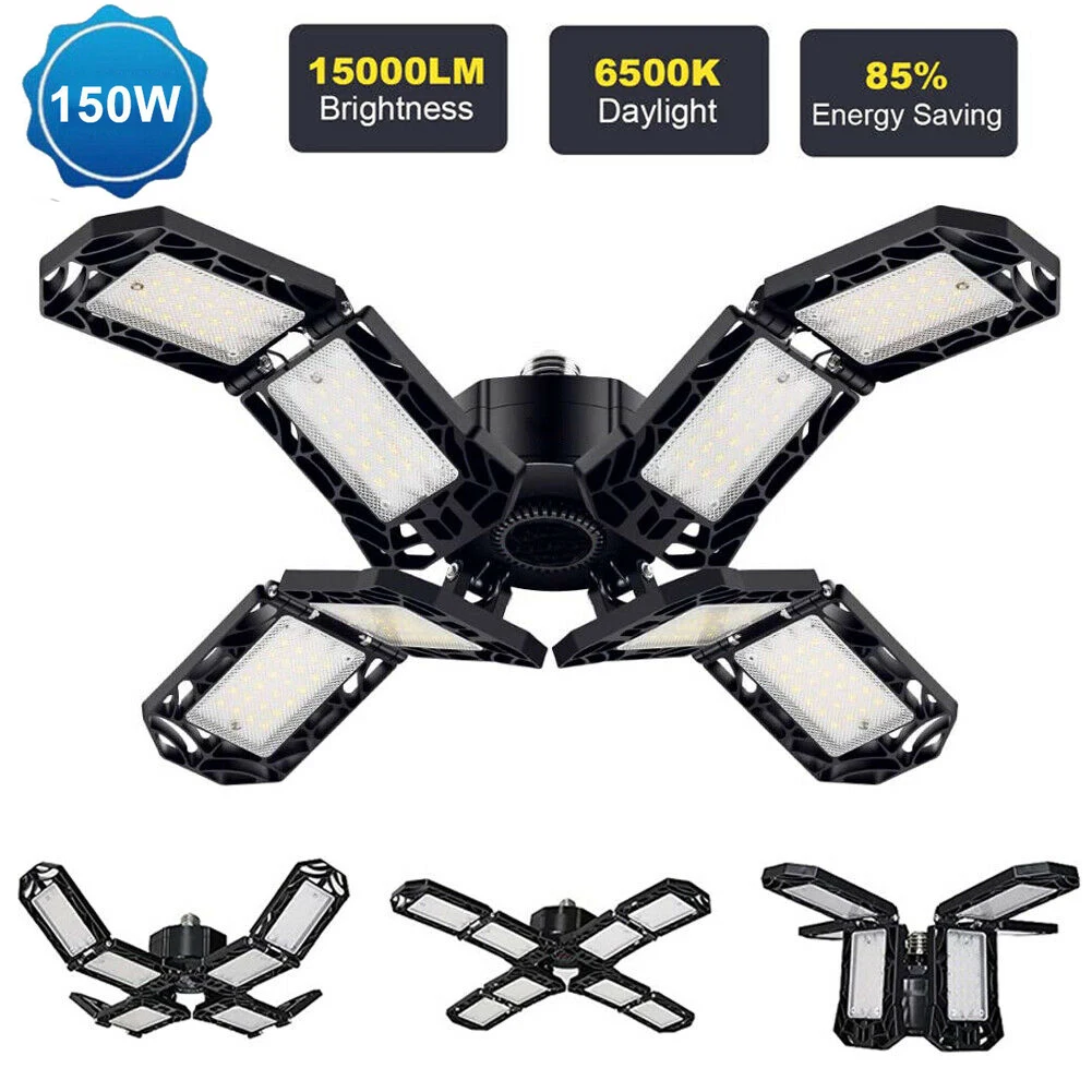 150W Garage Warehouse Lights Deformable LED Garage Light Bulb 4 Leaf Super Bright Fixture Ceiling Workshop Lamp For Garage
150W Garage Warehouse Lights Deformable LED Garage Light Bulb 4 Leaf Super Bright Fixture Ceiling Workshop Lamp For Garage